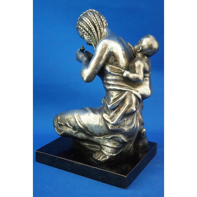 Enrico Bartoli, Sculpture of Maternity, 1800s, Ceramic Finished in Silver For Sale - Image 6 of 18