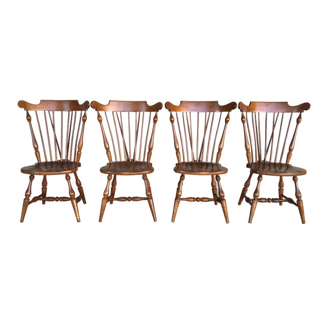 Ethan Allen Windsor Brace Back Side Chairs (14-6072) - Set of 4 For Sale