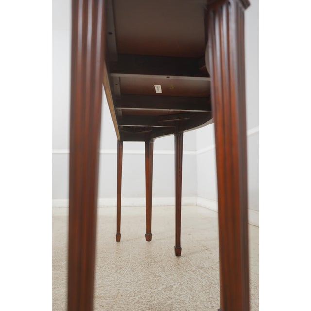 Maitland Smith Leather Top Mahogany Adam Style Console Table For Sale - Image 10 of 12