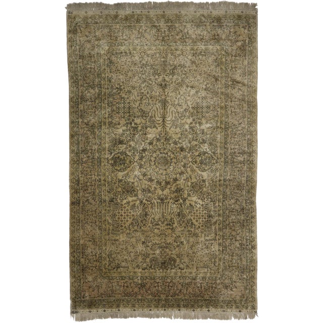 Vintage Turkish Silk Hereke Rug - 05'01 x 08'00 For Sale - Image 9 of 9