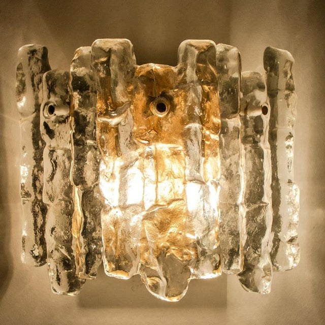 Vintage Ice Glass Wall Sconce by J.T. Kalmar, 1970s For Sale - Image 9 of 18