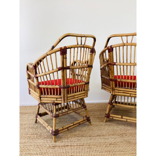 Vintage 1960s Pair of Rattan Chairs / Boho Coastal Style For Sale - Image 10 of 12