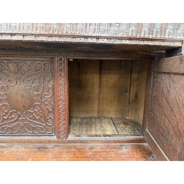 Antique Carved Oak Court Cupboard For Sale - Image 9 of 13