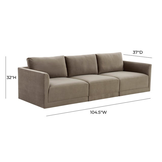 Willow Taupe Modular Performance Velvet Sofa For Sale In Los Angeles - Image 6 of 7