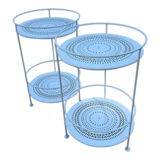 Pair of Fermod French Modernist Steel “Guinguette” Tables For Sale