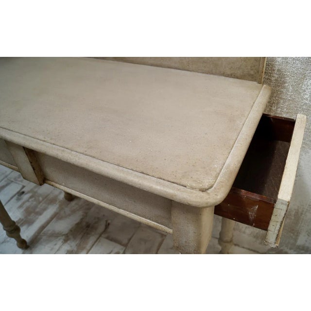 Antique Victorian Painted Mahogany Console Table. Raised on hand turned legs, offering storage within a small side drawer....