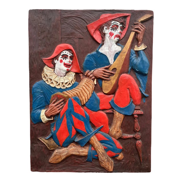 1960’s Vintage Wall Sculpture Jesters and Clowns For Sale