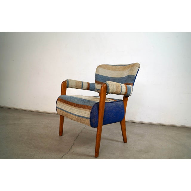 Mid-Century Modern 1940’s Art Deco Solid Walnut Arm Chair For Sale - Image 3 of 12