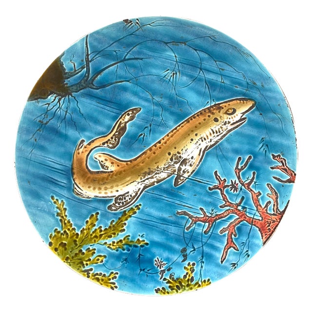 Majolica Marine Life Charger by Rare Schutz Cilli 19Th Century. For Sale
