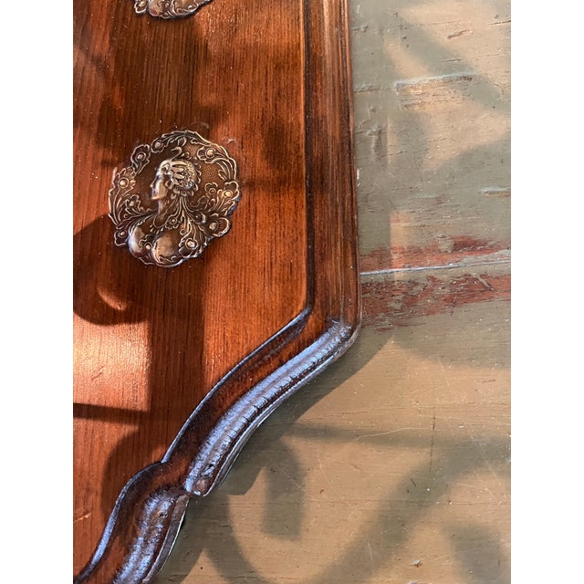 Vintage Wrought Iron & Brass 8-Bell Mechanical Door Bell on Wood Plaque For Sale - Image 10 of 11