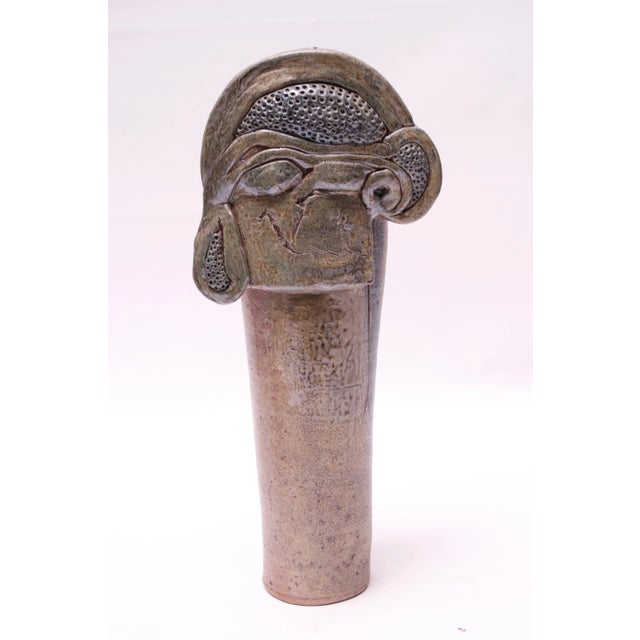 1970s Heavily Textured Stoneware Vase Signed Pollack For Sale - Image 13 of 13