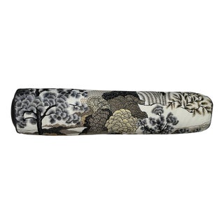 Custom Brown Floral Thibaut Bolster For Sale