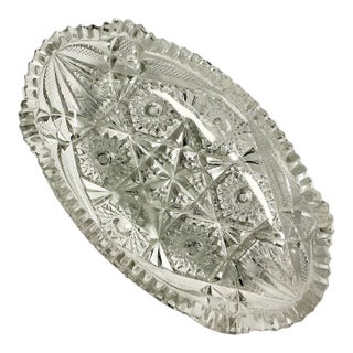 Late 1800s Antique Boho Chic Hollywood Regency American Brilliant Cut Relish Serving Dish. For Sale