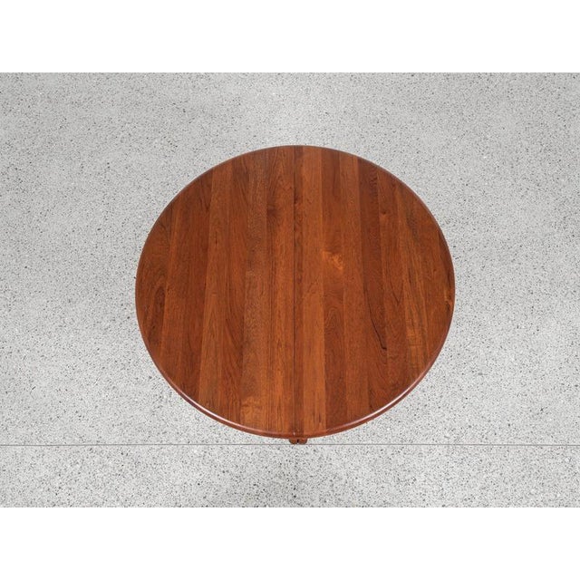 Brown Midcentury Danish Round Teak Dining Table with 2 Extensions 1960s - Central Leg attributed to Erling Torvits For Sale - Image 8 of 12
