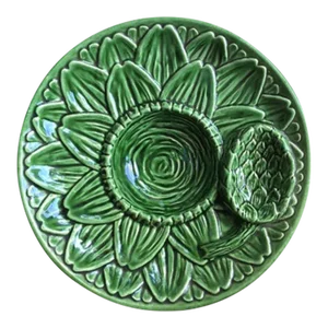 19th Century European Antique Majolica Artichoke Dish
