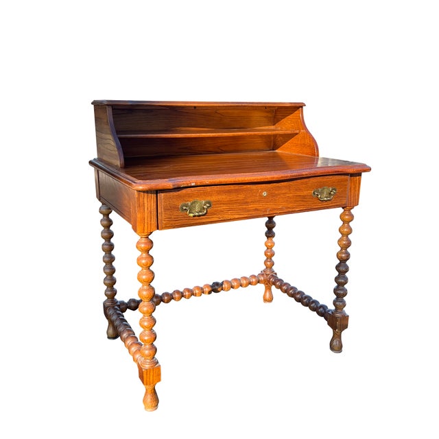 Vintage Desk or Accent Table With Barley Twist Spindle Legs in Henredon Style For Sale - Image 12 of 13