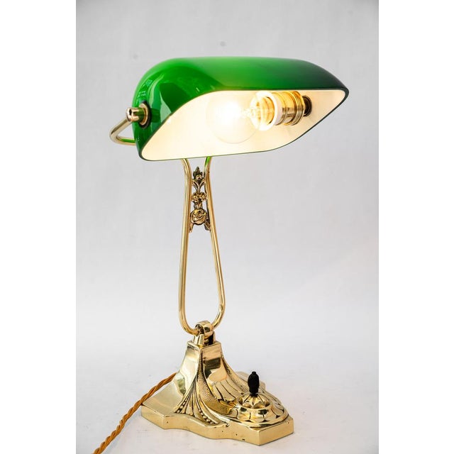 Banker's Swivel Table Lamp with Green Glass Shade, Vienna, Austria, 1920s For Sale - Image 4 of 18