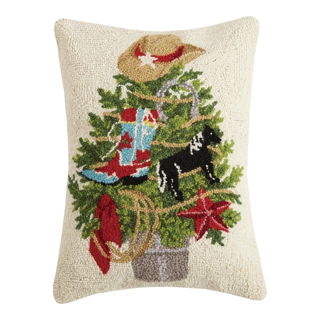 Christmas Tree Western Hook Pillow 14" x 20" For Sale
