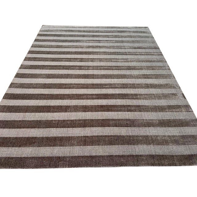 2020s 4x6 Yara Alluring Brown Geometric Modern Hand Knotted Wool Carpet Rug For Sale - Image 5 of 6