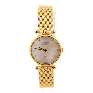 Vintage Van Cleef & Arpels 18K Mother of Pearl Diamond Ladies 24mm Quartz Watch