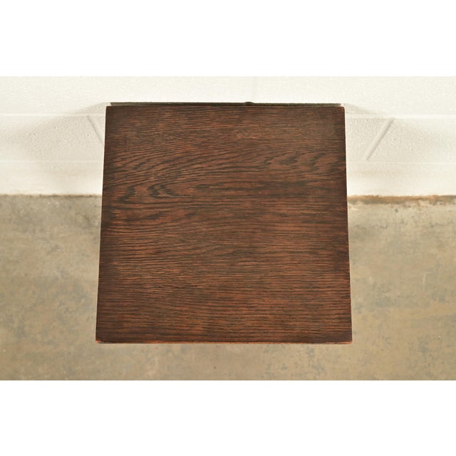 Early 20th Century Stickley Brothers Style Antique Mission Oak Arts & Crafts Cutout Tabouret Side Table, Circa 1905 For Sale - Image 5 of 10