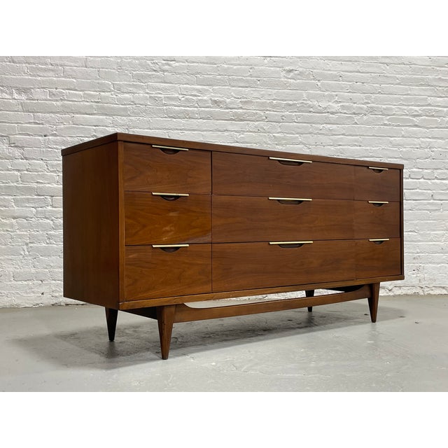 Mid Century Modern Walnut Triple Dresser by Kent Coffey’s Tableau Line, C. 1960’s For Sale - Image 11 of 12