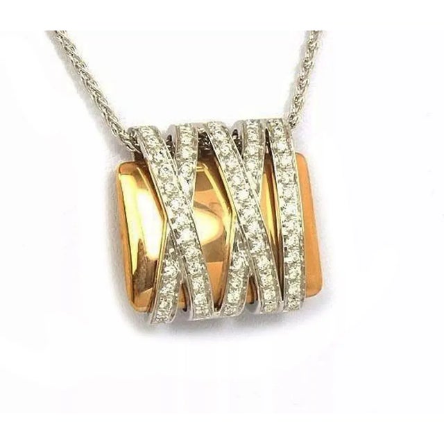 Contemporary Koesis Diamond 18k Two Tone Gold Wrapped Pendant Necklace For Sale - Image 3 of 6