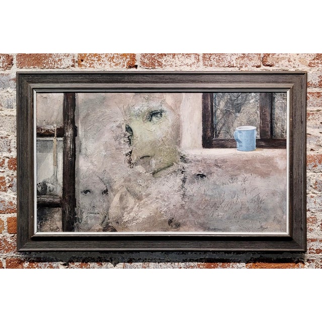 Mikulas Kravjansky - I love you - Three Faces on the Wall -1969 Oil painting Mid Century Expressionist Oil painting on...