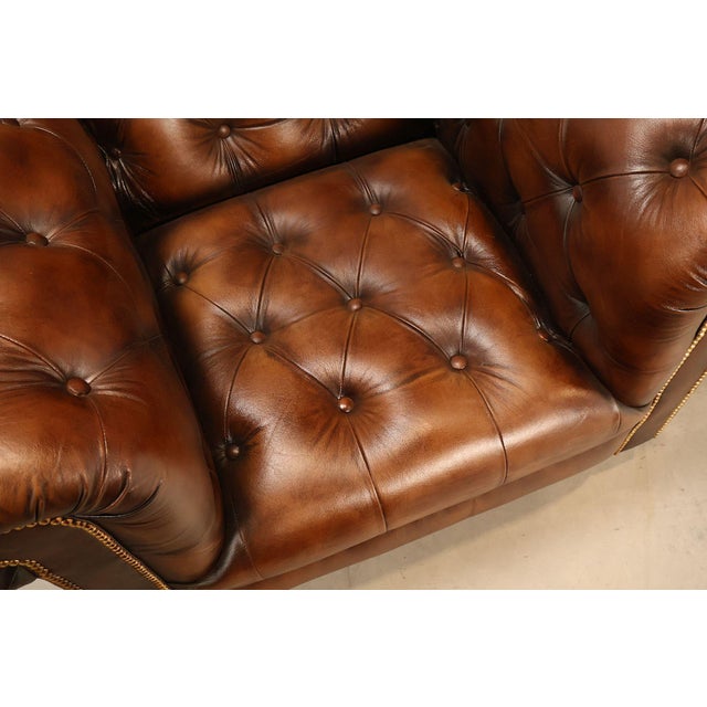 Chesterfield Style Brown Tufted Leather Club Chair For Sale - Image 9 of 16