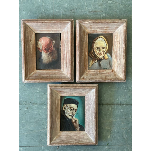 Set of Three Original Small Portrait Paintings, Framed For Sale In Charleston - Image 6 of 8