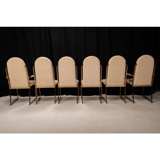 1987 Vintage Chromcraft Brass High Back Dining Chairs - Set of 6 For Sale - Image 11 of 12