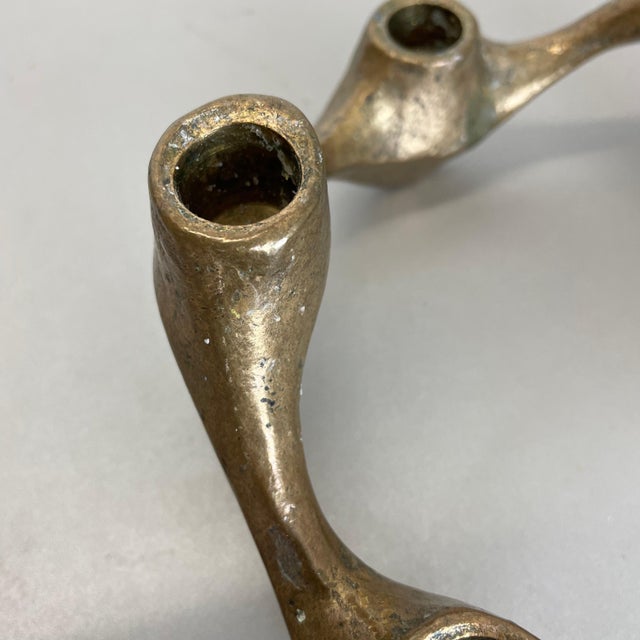 Gold Mid-Century Brutalist Bronze Candleholder from Michael Harjes, Germany, 1960s For Sale - Image 8 of 18
