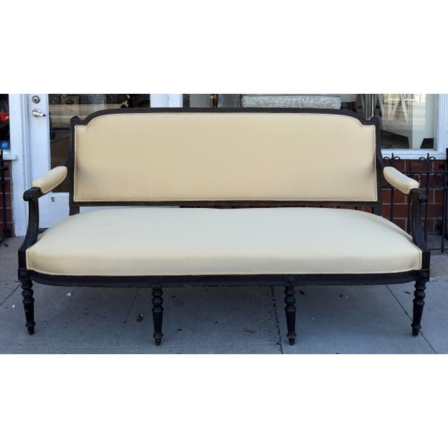 Antique Directoire Sofa Settee W Nancy Corzine Yellow Upholstery.