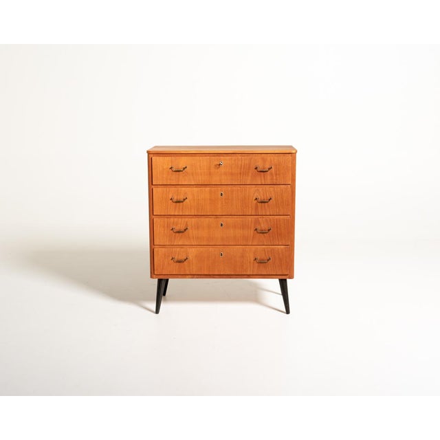 Scandinavian Teak Chest of Drawers with Black Legs, 1950s For Sale - Image 10 of 10