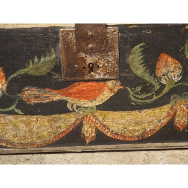 Antique Polychrome Wedding Trunk From Normandy, France, 19th Century For Sale In Dallas - Image 6 of 18