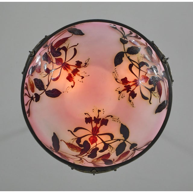 French Art Deco Pendant Light by Galle - 1925 Cameo Gallé Chandelier France For Sale - Image 11 of 17