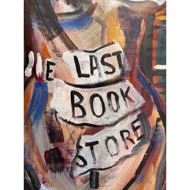 Modern Original Modern Painting on Board "The Last Bookstore" Social Commentary For Sale - Image 3 of 10
