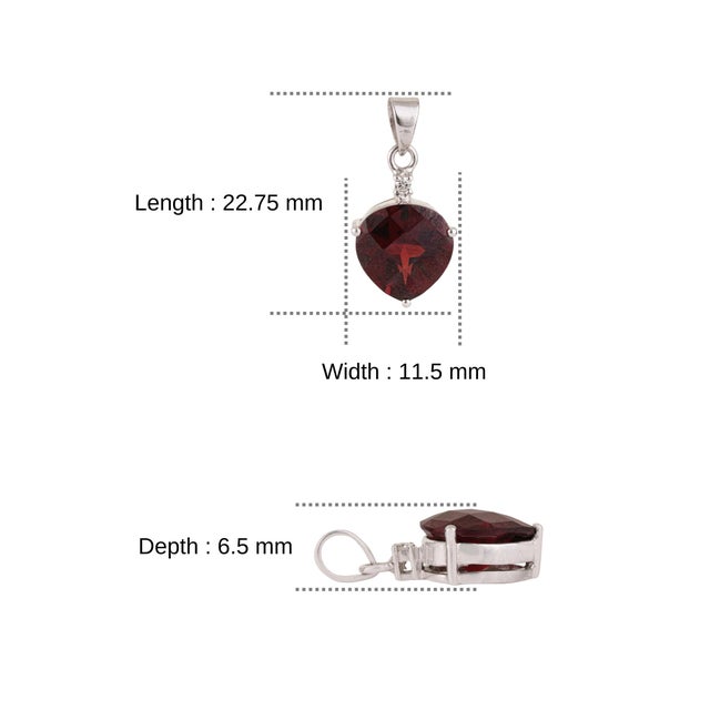 Carat&Her Crimson Ember 4.93 Ct Trillion Cut Garnet Pendant in 925 Sterling Silver For Sale - Image 9 of 12
