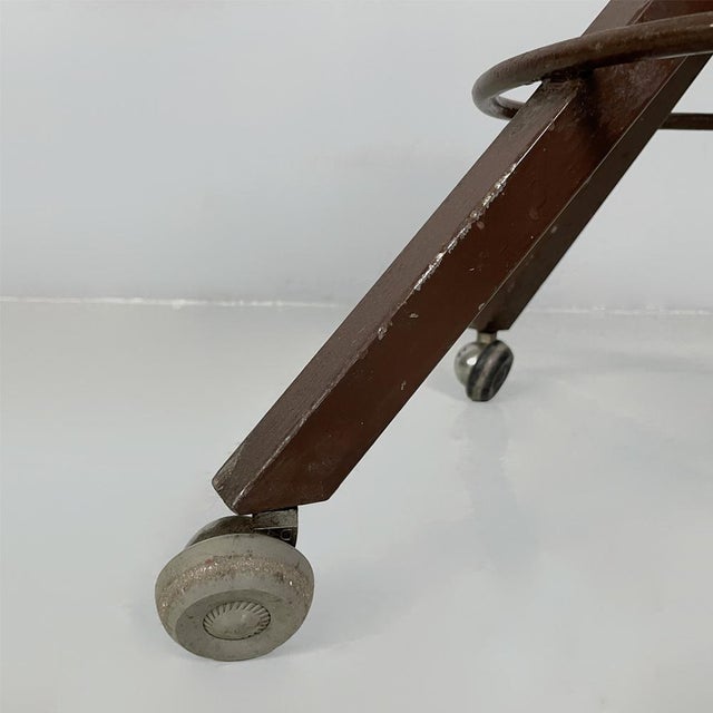 Mid-Century Modern Italian Wooden and Metal Chair with Casters, 1940s For Sale - Image 15 of 16