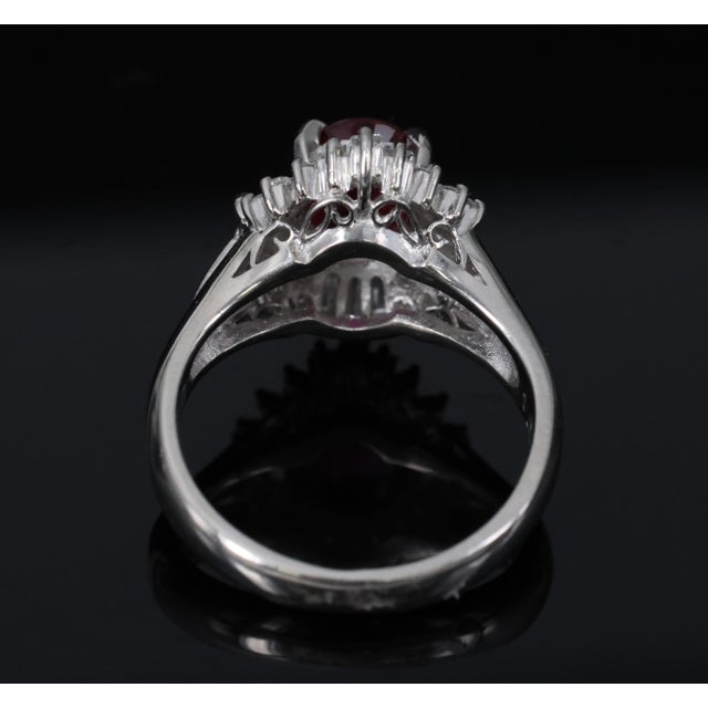 Late 20th Century Gia Certified Ruby & 0.54ct Diamond Platinum Ring, Size 4.75 For Sale - Image 10 of 18