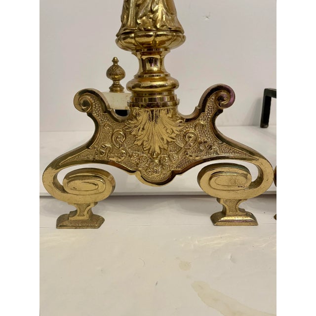 Brass Rococo Revival Andirons For Sale - Image 11 of 12