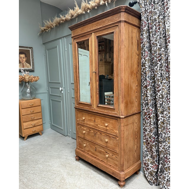 Antique Louis Philippe Wardrobe in Pine For Sale - Image 9 of 18