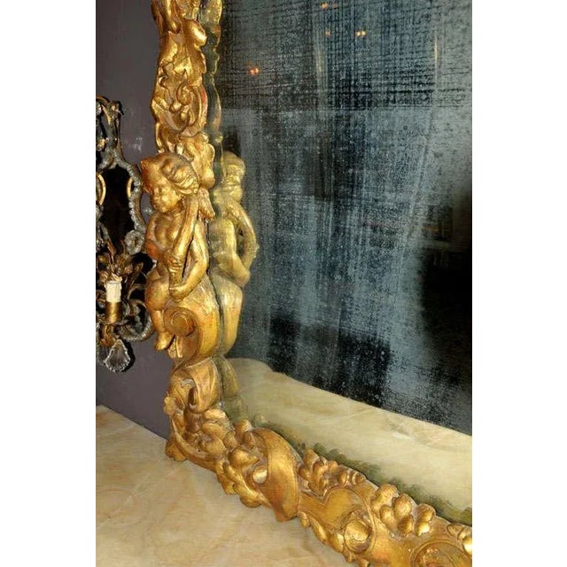 17th Century Mirror with Carved Oak Frame in 19th Century Gold Leaf For Sale - Image 6 of 11