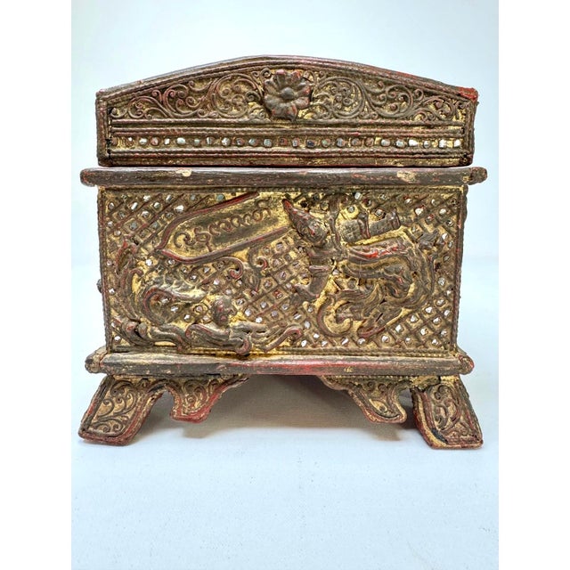 Brick Red Late 19th Century Burmese Kammavaca Manuscript Chest - 14.5 In For Sale - Image 8 of 17