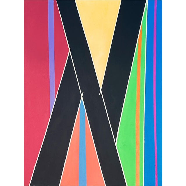 A 1960s abstract acrylic on canvas painting by the American artist Halim Scott (1925-1997). Painted during the late 1960s...