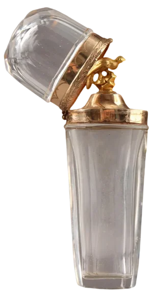 18th Century Gold & Cut Crystal Perfume Flask