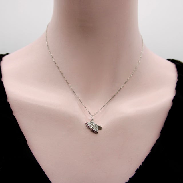 Ruby Red 1920s Art Deco Platinum Diamond and Ruby Chastity Belt Knickers Pendant or Charm For Sale - Image 8 of 9