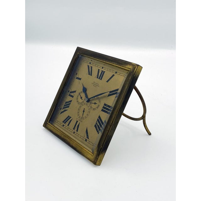 1920s 8 Day Desk Clock with Calendar and Brass Case from Philippe, Paris, 1920s For Sale - Image 5 of 9