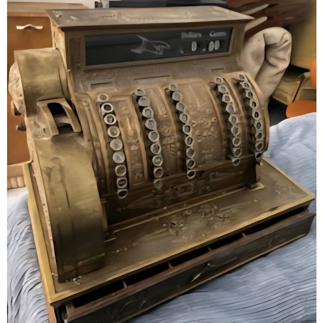 1900 - 1909 Antique National Cash Register Brass Gorgeous For Sale - Image 5 of 12