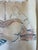 Mid 20th Century Vintage Mid-20th Century Life Drawing of Reclining Nude Woman and Artist in Studio, Mixed Media on Paper. For Sale - Image 5 of 11